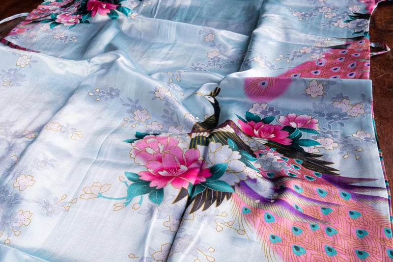 CCcollections Kimono robe long 16 colors PREMIUM Peacock bridesmaid bridal shower womens gift (Blue Baby) - Image 5